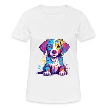 Hund Buntes Aquarell Cartoon Kawaii Tier - Frauen T-Shirt atmungsaktiv - Weiß - Vorne - AI Model Female 172 dark (172cm)