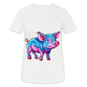 Cochon Aquarelle Colorée Dessin Animé Kawaii Animal - T-shirt respirant Femme - blanc - Devant - AI Model Female 172 dark (172cm)