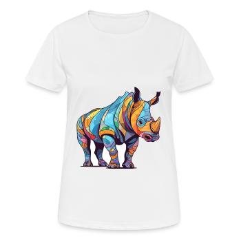 Nashorn buntes Aquarell Cartoon Kawaii Tier - Frauen T-Shirt atmungsaktiv - Weiß - Vorne - AI Model Female 172 dark (172cm)