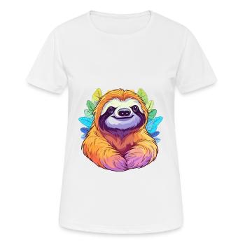 Faultier buntes Aquarell Cartoon Kawaii Tier - Frauen T-Shirt atmungsaktiv - Weiß - Vorne - AI Model Female 172 dark (172cm)