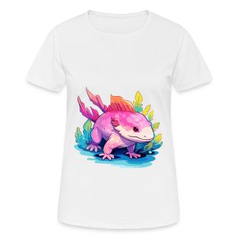 Axolotl Aquarelle Colorée Dessin Animé Kawaii Animal - T-shirt respirant Femme - blanc - Devant - AI Model Female 172 dark (172cm)