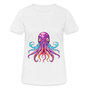Squid Colorful Watercolor Cartoon Kawaii Animal - Women's Breathable T-Shirt - white - Front - AI Model Female 172 dark (172cm)
