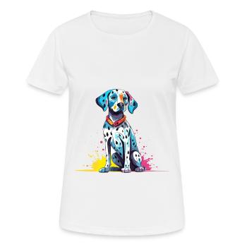 Dalmatinischer Hund Bunte Aquarell-Karikatur Kawaii A - Frauen T-Shirt atmungsaktiv - Weiß - Vorne - AI Model Female 172 dark (172cm)