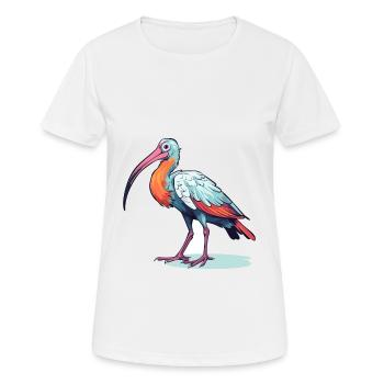 Ibis Colorful Watercolor Cartoon Kawaii Animal - Women's Breathable T-Shirt - white - Front - AI Model Female 172 dark (172cm)