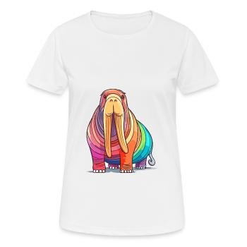 Walrus Colorful Watercolor Cartoon Kawaii Animal - Women's Breathable T-Shirt - white - Front - AI Model Female 172 dark (172cm)