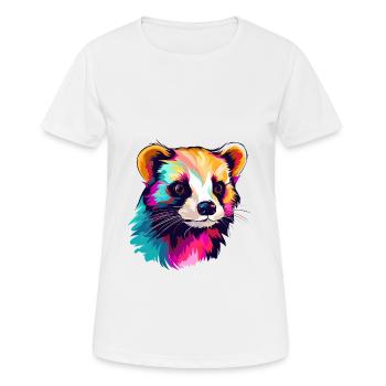 Ferret Colorful Watercolor Cartoon Kawaii Animal - Women's Breathable T-Shirt - white - Front - AI Model Female 172 dark (172cm)