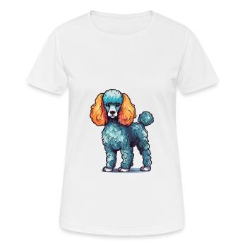 Caniche Chien Aquarelle Colorée Dessin Animé Kawaii Anim - T-shirt respirant Femme - blanc - Devant - AI Model Female 172 dark (172cm)