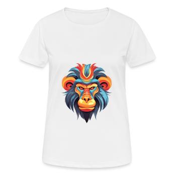 Mandrill Aquarelle Colorée Dessin Animé Kawaii Animal - T-shirt respirant Femme - blanc - Devant - AI Model Female 172 dark (172cm)