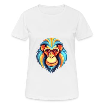 Mandrill Colorful Watercolor Cartoon Kawaii Animal - Women's Breathable T-Shirt - white - Front - AI Model Female 172 dark (172cm)