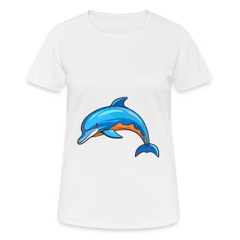 Delfin buntes Aquarell Cartoon Kawaii Tier - Frauen T-Shirt atmungsaktiv - Weiß - Vorne - AI Model Female 172 dark (172cm)