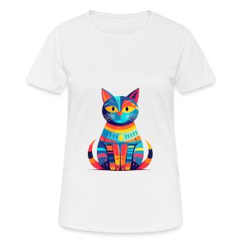 Katze buntes Aquarell Cartoon Kawaii Tier - Frauen T-Shirt atmungsaktiv - Weiß - Vorne - AI Model Female 172 dark (172cm)
