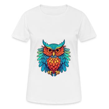 Owl Colorful Watercolor Cartoon Kawaii Animal - Women's Breathable T-Shirt - white - Front - AI Model Female 172 dark (172cm)