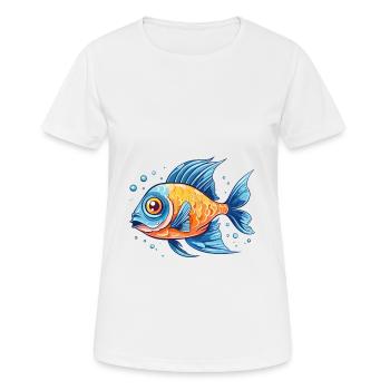 Fish Colorful Watercolor Cartoon Kawaii Animal - Women's Breathable T-Shirt - white - Front - AI Model Female 172 dark (172cm)