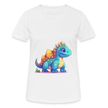 Dinosaurier buntes Aquarell Cartoon Kawaii Tier - Frauen T-Shirt atmungsaktiv - Weiß - Vorne - AI Model Female 172 dark (172cm)