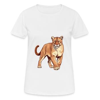 Cougar Aquarelle Colorée Dessin Animé Kawaii Animal - T-shirt respirant Femme - blanc - Devant - AI Model Female 172 dark (172cm)