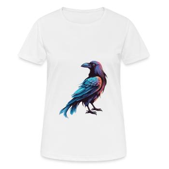 Krähe bunte Aquarell-Karikatur Kawaii-Tier - Frauen T-Shirt atmungsaktiv - Weiß - Vorne - AI Model Female 172 dark (172cm)