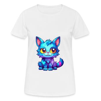 Katze buntes Aquarell Cartoon Kawaii Tier - Frauen T-Shirt atmungsaktiv - Weiß - Vorne - AI Model Female 172 dark (172cm)