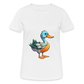 Duck Colorful Watercolor Cartoon Kawaii Animal - Women's Breathable T-Shirt - white - Front - AI Model Female 172 dark (172cm)