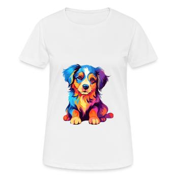 Hund Buntes Aquarell Cartoon Kawaii Tier - Frauen T-Shirt atmungsaktiv - Weiß - Vorne - AI Model Female 172 dark (172cm)