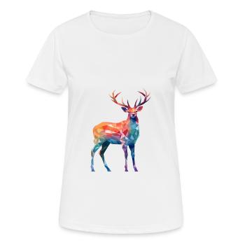 Hirsch buntes Aquarell Cartoon Kawaii Tier - Frauen T-Shirt atmungsaktiv - Weiß - Vorne - AI Model Female 172 dark (172cm)