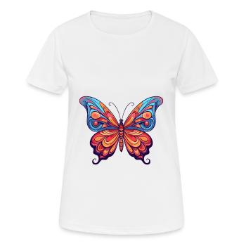 Papillon Aquarelle Colorée Dessin Animé Kawaii Anima - T-shirt respirant Femme - blanc - Devant - AI Model Female 172 dark (172cm)