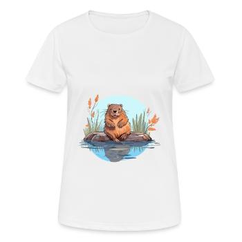 Biber buntes Aquarell Cartoon Kawaii Tier - Frauen T-Shirt atmungsaktiv - Weiß - Vorne - AI Model Female 172 dark (172cm)