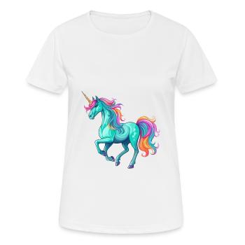 Unicorn Colorful Watercolor Cartoon Kawaii Animal - Women's Breathable T-Shirt - white - Front - AI Model Female 172 dark (172cm)