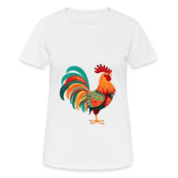 Hahn Buntes Aquarell Cartoon Kawaii Tier - Frauen T-Shirt atmungsaktiv - Weiß - Vorne - AI Model Female 172 dark (172cm)
