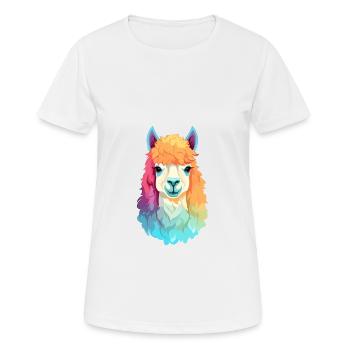Alpaga Aquarelle Colorée Dessin Animé Kawaii Animal - T-shirt respirant Femme - blanc - Devant - AI Model Female 172 dark (172cm)