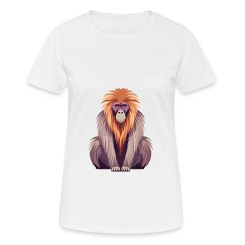 Babouin Aquarelle Colorée Dessin Animé Kawaii Animal - T-shirt respirant Femme - blanc - Devant - AI Model Female 172 dark (172cm)