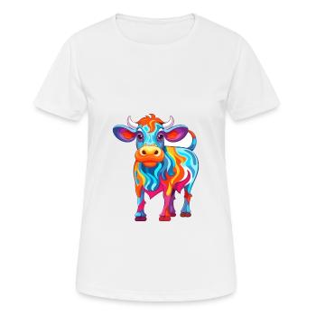 Cow Colorful Watercolor Cartoon Kawaii Animal - Women's Breathable T-Shirt - white - Front - AI Model Female 172 dark (172cm)