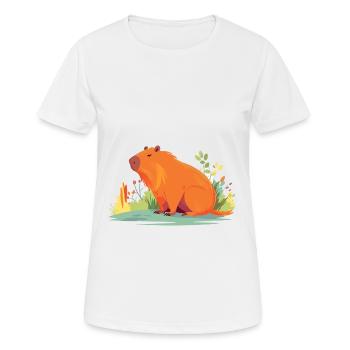 Capybara Colorful Watercolor Cartoon Kawaii Animal - Women's Breathable T-Shirt - white - Front - AI Model Female 172 dark (172cm)