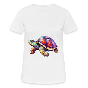 Turtle Colorful Watercolor Cartoon Kawaii Animal - Women's Breathable T-Shirt - white - Front - AI Model Female 172 dark (172cm)