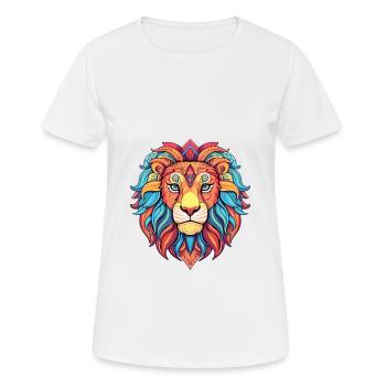 Lion Colorful Watercolor Cartoon Kawaii Animal - Women's Breathable T-Shirt - white - Front - AI Model Female 172 dark (172cm)