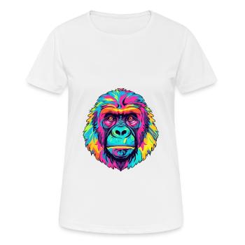 Gorilla Colorful Watercolor Cartoon Kawaii Animal - Women's Breathable T-Shirt - white - Front - AI Model Female 172 dark (172cm)