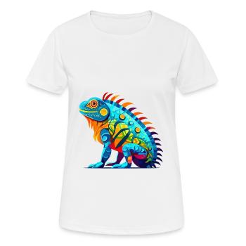 Iguana Colorful Watercolor Cartoon Kawaii Animal - Women's Breathable T-Shirt - white - Front - AI Model Female 172 dark (172cm)