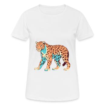 Jaguar Aquarelle Colorée Dessin Animé Kawaii Animal - T-shirt respirant Femme - blanc - Devant - AI Model Female 172 dark (172cm)