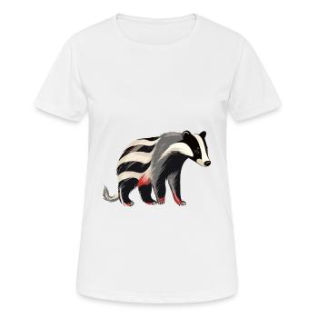 Blaireau Aquarelle Colorée Dessin Animé Kawaii Animal - T-shirt respirant Femme - blanc - Devant - AI Model Female 172 dark (172cm)