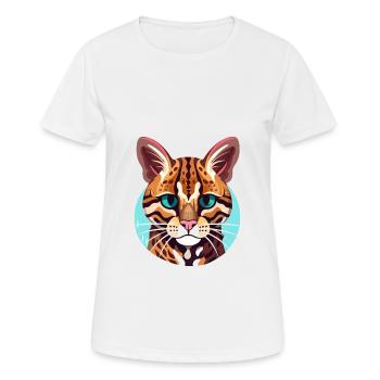 Ocelot Buntes Aquarell Cartoon Kawaii Tier - Frauen T-Shirt atmungsaktiv - Weiß - Vorne - AI Model Female 172 dark (172cm)