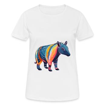Tapir Colorful Watercolor Cartoon Kawaii Animal - Women's Breathable T-Shirt - white - Front - AI Model Female 172 dark (172cm)