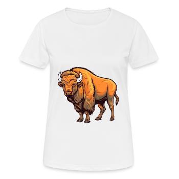 Bison Colorful Watercolor Cartoon Kawaii Animal - Women's Breathable T-Shirt - white - Front - AI Model Female 172 dark (172cm)