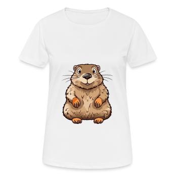 Und täglich grüßt das Murmeltier bunte Aquarell-Karikatur Kawaii Anima - Frauen T-Shirt atmungsaktiv - Weiß - Vorne - AI Model Female 172 dark (172cm)