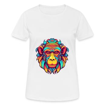 Monkey Colorful Watercolor Cartoon Kawaii Animal - Women's Breathable T-Shirt - white - Front - AI Model Female 172 dark (172cm)