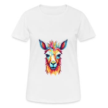 Lama buntes Aquarell Cartoon Kawaii Tier - Frauen T-Shirt atmungsaktiv - Weiß - Vorne - AI Model Female 172 dark (172cm)