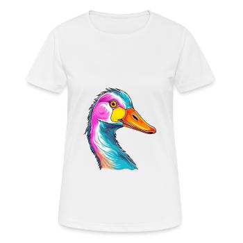 Oie Aquarelle Colorée Dessin Animé Kawaii Animal - T-shirt respirant Femme - blanc - Devant - AI Model Female 172 dark (172cm)