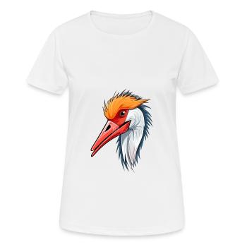Kranich buntes Aquarell Karikatur Kawaii Tier - Frauen T-Shirt atmungsaktiv - Weiß - Vorne - AI Model Female 172 dark (172cm)