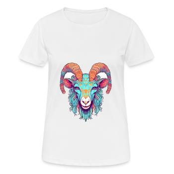 Chèvre Aquarelle Colorée Dessin Animé Kawaii Animal - T-shirt respirant Femme - blanc - Devant - AI Model Female 172 dark (172cm)
