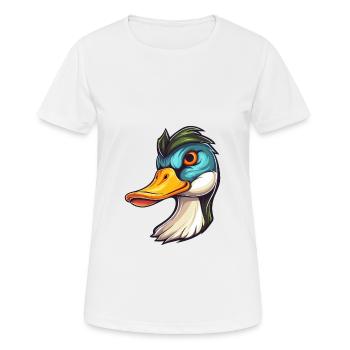 Duck Colorful Watercolor Cartoon Kawaii Animal - Women's Breathable T-Shirt - white - Front - AI Model Female 172 dark (172cm)