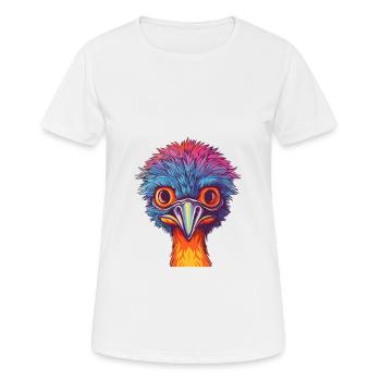 Emu Colorful Watercolor Cartoon Kawaii Animal - Women's Breathable T-Shirt - white - Front - AI Model Female 172 dark (172cm)