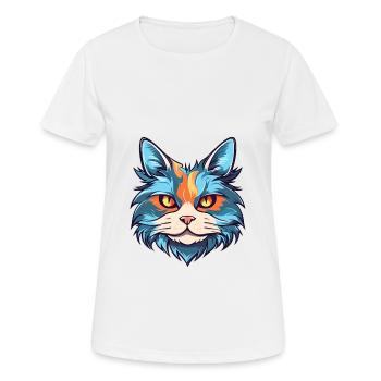 Katze buntes Aquarell Cartoon Kawaii Tier - Frauen T-Shirt atmungsaktiv - Weiß - Vorne - AI Model Female 172 dark (172cm)